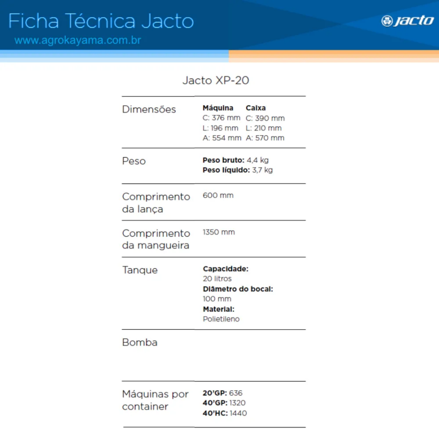 Pulverizador costal manual Jacto XP - Image 4